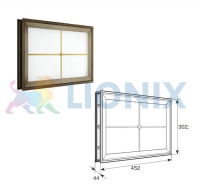 DoorHan DH85628: Окно акриловое 452х302 коричн. с раскладкой крест для панелей со структурой "филенка" фото